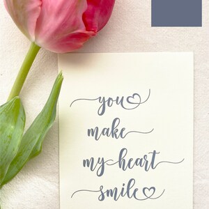 You Make My Heart Smile Card with Blue Handwriting image 2