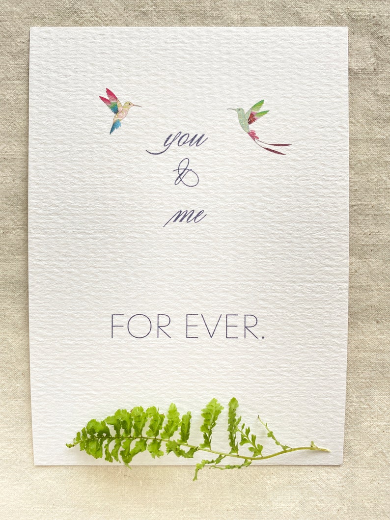 You & Me Forever Selfmade Paper Card, carte damour avec colibris image 4