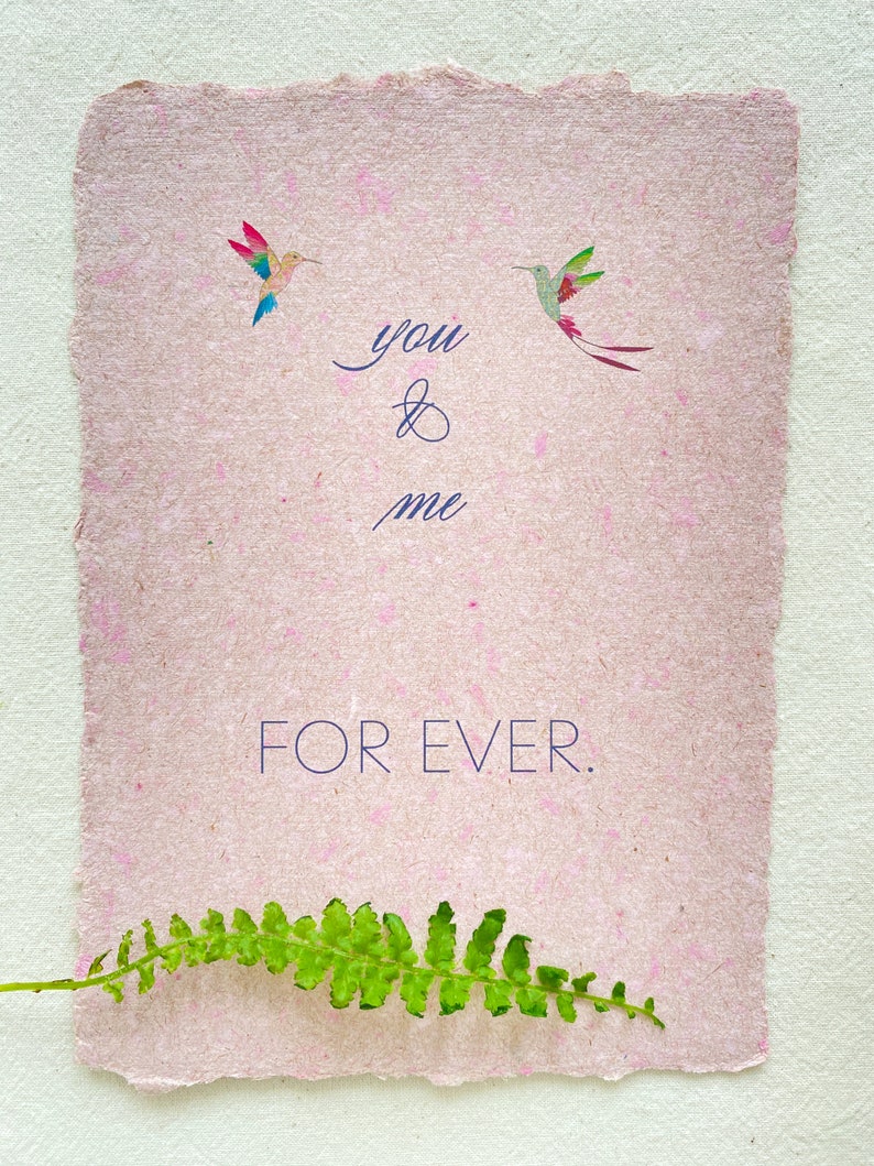 You & Me Forever Selfmade Paper Card, carte damour avec colibris image 5