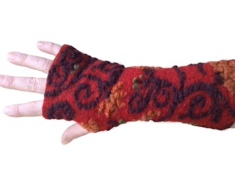 Red Arm Warmers, Fingerless Gloves,  Wrist Warmers, Wool Fingerless Mittens, Wool Fingerless Gloves, Gauntlets