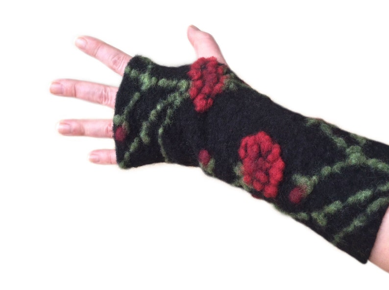 Bordeaux Arm Warmers, Fingerless Gloves, Wrist Warmers, Wool Fingerless Mittens, Wool Fingerless Gloves, Gauntlets image 4