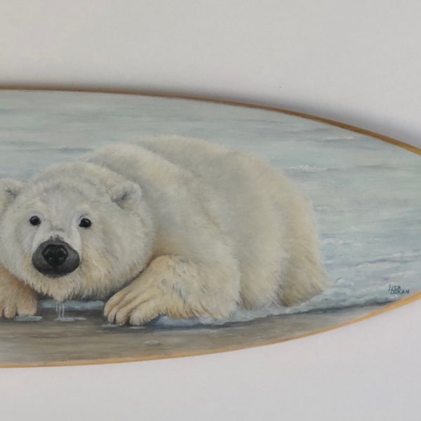 Hand painted polar bear/wood paddle,oar