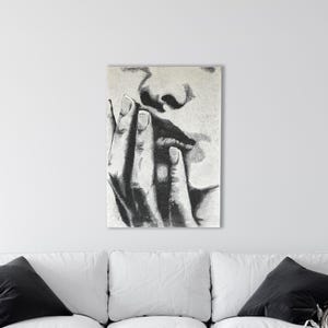 Charcoal drawing Black and white Wall decor Original Artwork on canvas