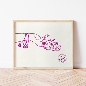 Roll The Dice Art Print: Linocut Style Giclée Print