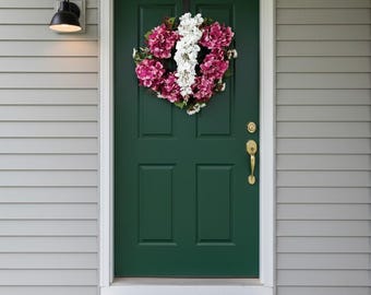 Hydrangea Haven Wreath-20 inch.  Silk Hydrangea and Daisy. Natural Grapevine Wreath. Summer Decor