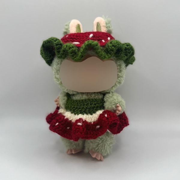 Crochet Strawberry Dress & Hat Set: 6-7" Monster Plush Pendants