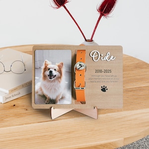 Personalized Dog Memorial Wood Frame With Collar Holder, Memorial Portrait, Loss of Pet, Pet Memorial Gifts for Dog, Pet Sympathy Gift