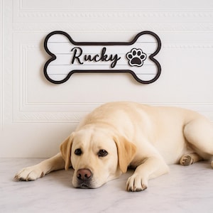 Personalized Dog Bone Name Sign, Handmade Wood Dog Gift, Dog Room Sign, Personalized Wood Crate Sign, Pet Name Sign