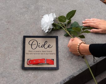 Memorial Pet Collar Sign, Dog Memorial Wood Frame With Collar Holder, Pet Loss Gifts, Custom Pet Memorial Gifts, Pet Sympathy Gift