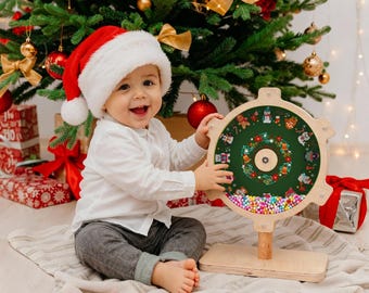 Wooden Montessori Rotary Toy, Christmas Gifts, 1 Year Old Gift, Spinning Sensory Toys for Kids Toddlers, Baby Toys