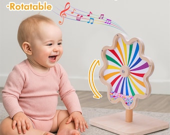 Montessori Wooden Rotary Toy, Baby Sensory Toys, Spinning Toys for Toddlers, 1st Year Old Birthday Gift, Educational Toy, Christmas Gifts