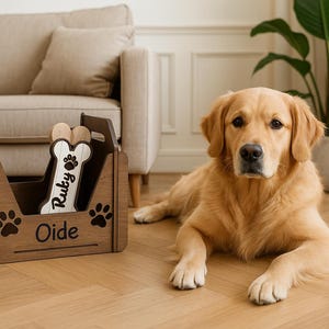 Personalisierte Hundespielzeug Lagerung, personalisierte Hunde Name Geschenk, Holz Spielzeug Aufbewahrungsbox, Hundespielzeug Kiste, Haustier Box
