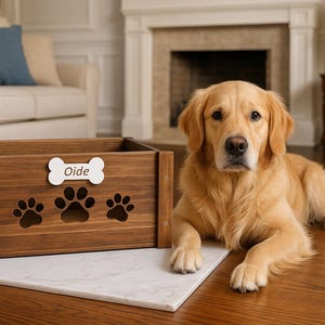 Benutzerdefinierte Hundespielzeug Aufbewahrungsbox, personalisierte Haustierspielzeugkorb, Welpenorganisator aus Holz, Hundezubehörkorb, Lagerung von Haustierbedarf
