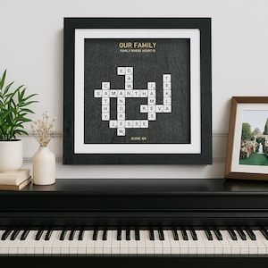 Personalized Scrabble Wall Sign, Crossword Scrabble Frame, Family Crossword Wall Decor, Grandma Wooden Sign, Crossword Art
