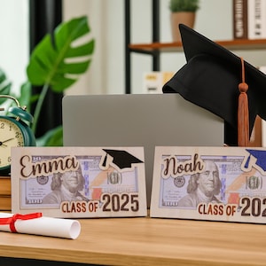 Abschlussgeldhalter, Klasse von 2025 Geschenk, Abschlussgeschenk für Sie oder Ihn, Abitur, Geldhalter aus Holz für graduierte 2025