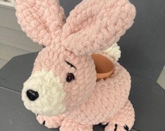PDF Instant Download Pattern - Crochet Bunny Rabbit Planter- (Pattern Only)