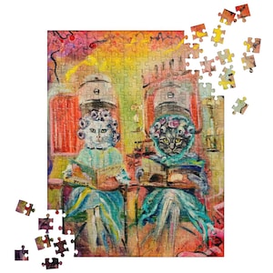 Cats in Curlers Puzzle – Retro 1950s Cat Art, Fun Family Activity, 252 or 520 Pieces