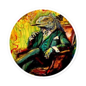 Pegatina de iguana de El Padrino: Arte de iguana mafiosa, pegatina de vinilo resistente para amantes del cine