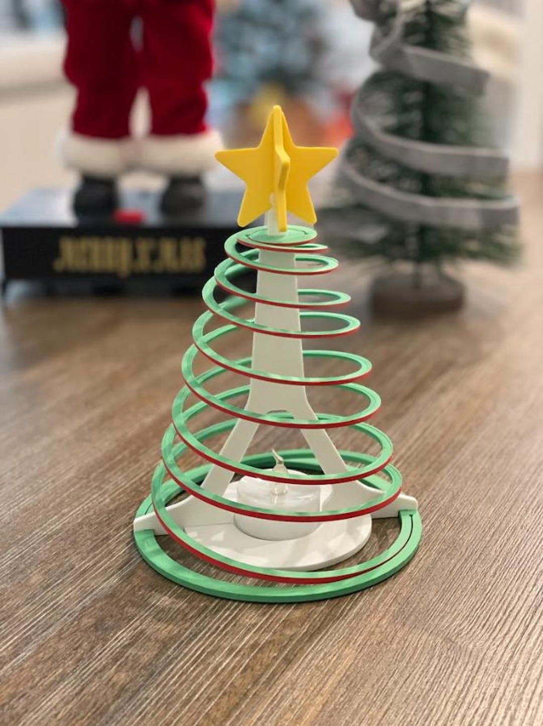 3D Printed Multi Color Christmas Tree Decoration With LED Candle - Etsy