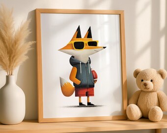 Fuchs Kunstdruck, Fußball Poster, Kinderzimmer Dekoration, Kinderzimmer Dekor