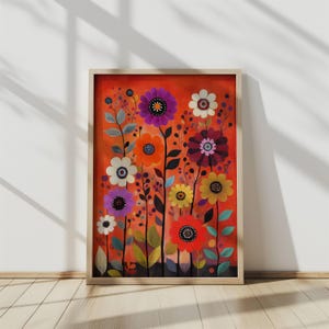 Skandinavische Blumen druckbare Wandkunst, nordisches Folklore Dekor (Digitaler Download)