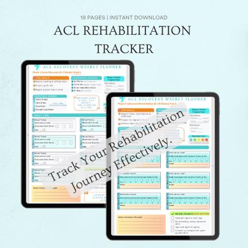 ACL Rehabilitation Program Tracker: Physical Therapy Worksheets (PDF ...