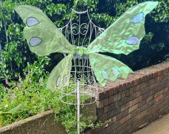 Iridescent green and lilac Realistic Sprite Fairy wings, Foldable