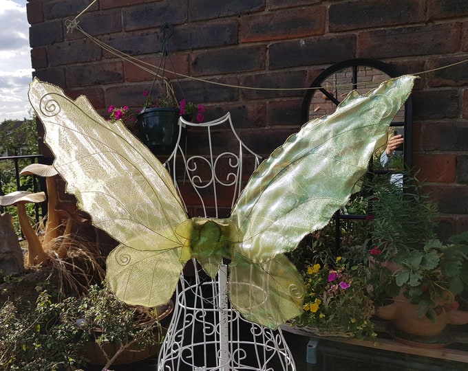 Green Leaf Forest Woodland  Fairy Wings, realistic and iridescent.
