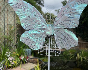 Large adult butterfly wings, White Iridescent and gold