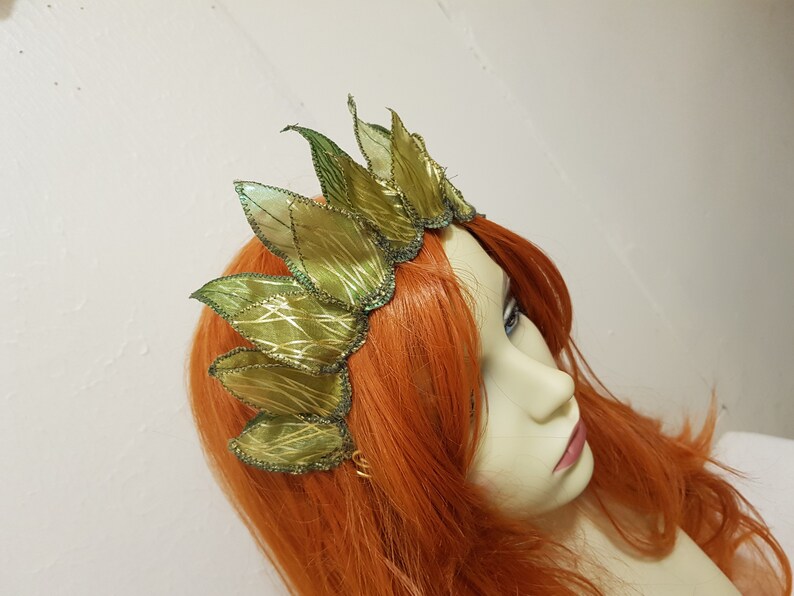 Iridescent Organza Fairy Crown, Woodland Fae, Fire Sprite, Autumn Fairy image 8