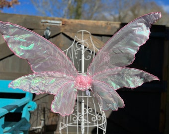 Baby pink wings with darker pink stitching smaller triples