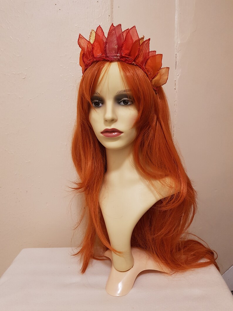 Iridescent Organza Fairy Crown, Woodland Fae, Fire Sprite, Autumn Fairy image 7