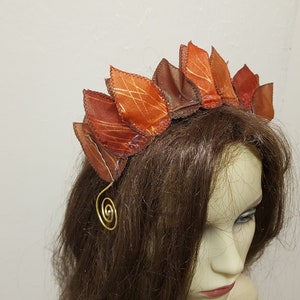 Iridescent Organza Fairy Crown, Woodland Fae, Fire Sprite, Autumn Fairy image 10