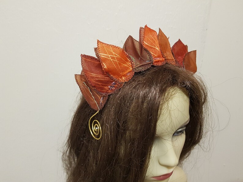 Iridescent Organza Fairy Crown, Woodland Fae, Fire Sprite, Autumn Fairy image 10