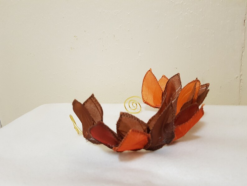 Iridescent Organza Fairy Crown, Woodland Fae, Fire Sprite, Autumn Fairy image 5