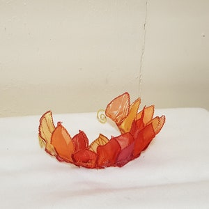 Iridescent Organza Fairy Crown, Woodland Fae, Fire Sprite, Autumn Fairy image 6