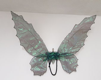 Large Adult Gothic Fairy Wings, Black and Iridescent