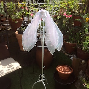 Fairy Wings, Realistic Foldable Strapless Poseable , White Pearlescent Shimmery Fabric,