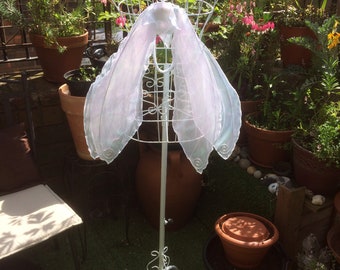 Fairy Wings, Realistic Foldable Strapless Poseable , White Pearlescent Shimmery Fabric,