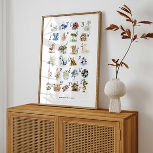 Cartel de letras de acuarela | Póster ABC | Regalo de nacimiento | Póster habitación infantil | Aprende el alfabeto | Decoración de pared