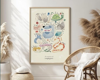 Pet Poster | Personalized Children's Bedroom Poster | Your Favorite Animals | Educational Poster | Children's Bedroom Decoration |