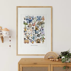 Poster con lettere ad acquerello | Poster ABC | Regalo di nascita | Arredamento cameretta per bambini | Impara l'alfabeto | Decorazione murale