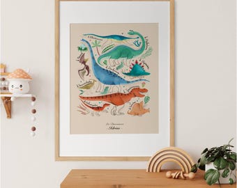 Dinosaur Poster | Children's Bedroom Poster | Personalized Dinosaur | Educational Poster | Minimalist Poster | Dinosaur Illustration