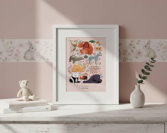 Asian Animals Poster | Children's Room Poster | Favorite Animals | Educational Poster | Children's Room Decor | Minimalist Poster