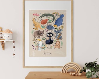 Australian Animals Poster | Children's Room Poster | Favorite Animals | Educational Poster | Children's Room Decor | Minimalist Poster