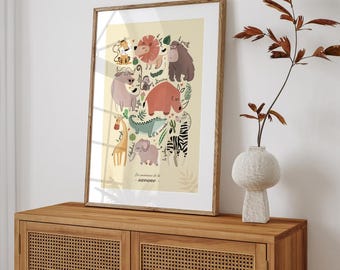 Savannah Animals Poster | Children's Room Poster | Favorite Animals | Educational Poster | Children's Room Decoration | Minimalist Poster