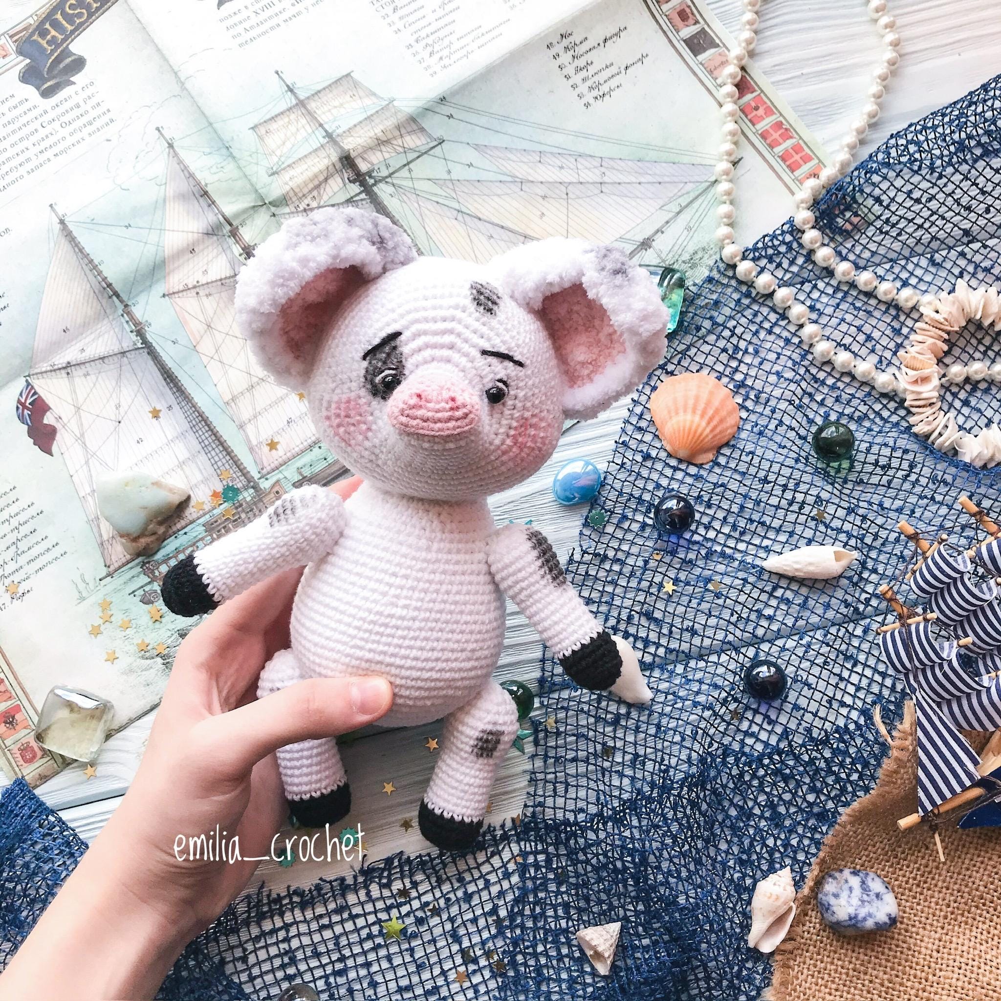 Crochet toy pig Pua from “Moana”, Disney, doll Disney, Moana Disney