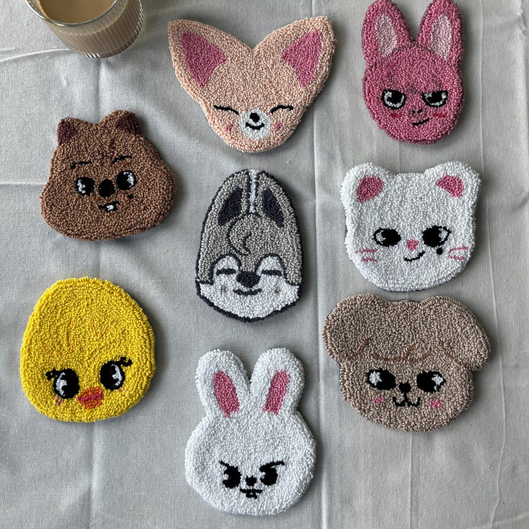 Kpop Rug Stray Kids SKZOO Coaster | Punch Needle | Kpop Mug Rug | Kpop Coaster ...