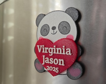 Personalized Panda Heart Magnet – Valentine's Day Gift, Anniversary Keepsake