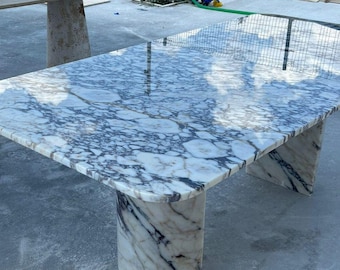 Calacatta Viola Marble Dining Table: Italian Kitchen Table, Handmade